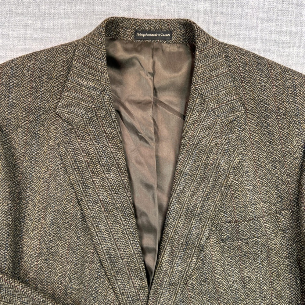 Vintage 90s Cricketeer Wool Tweed Sport Coat Blazer Men 48R Brown Academia Prep - Picture 15 of 16